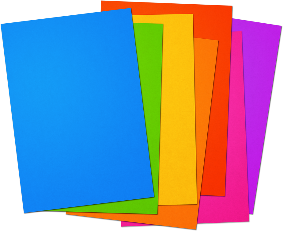 Colorful rainbow Blank A4 paper sheet range on white background